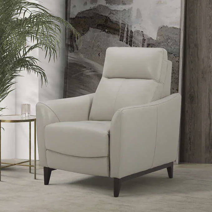 Gilman Creek Top-grain Leather Pushback Recliner, Ivory