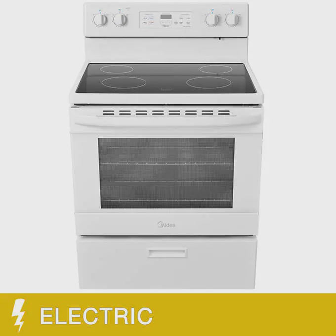 Midea 30 in. 5.1 cu.ft White Freestanding Smoothtop Range