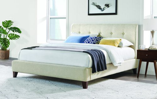 Asher Upholstered Queen Bed Frame, Beige