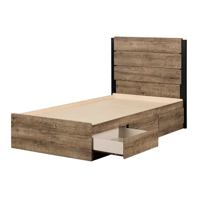 Arlen Rustic Weathered Oak Storage Bed 1518438