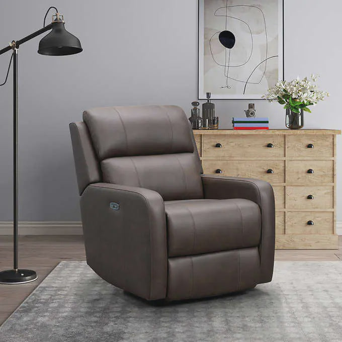 Dual Power Leather Recliner