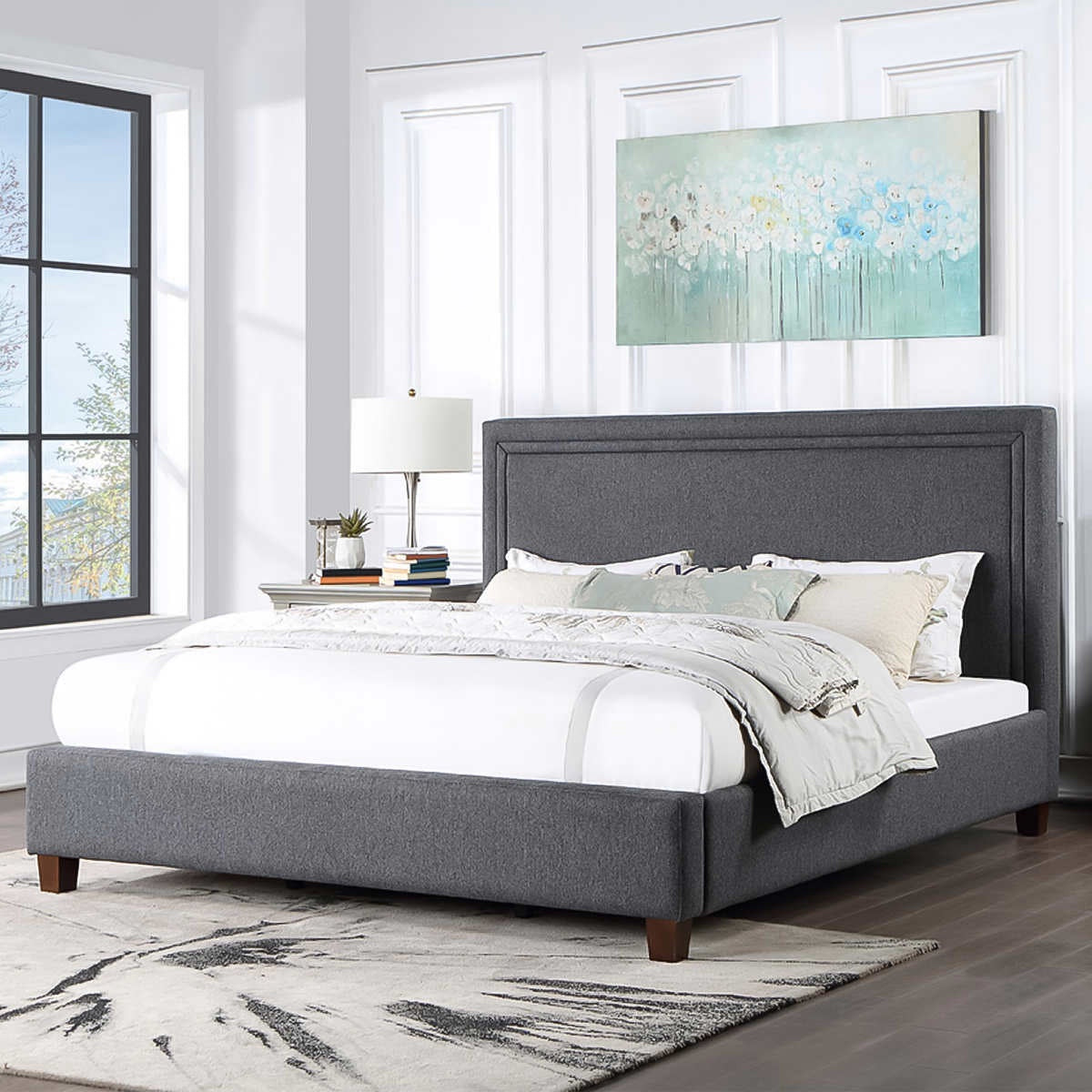 Ravens Point Contemporary Grey Upholstered King Bed