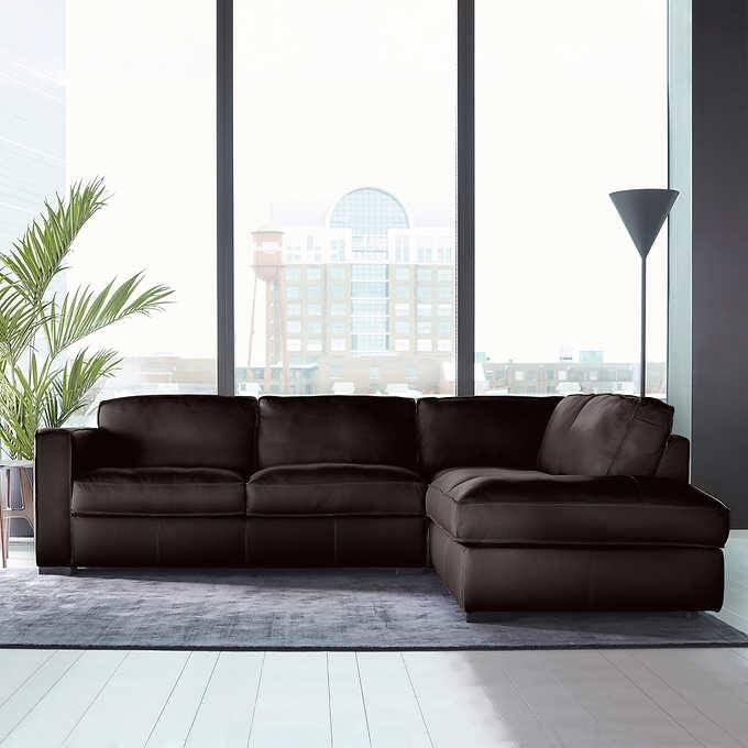 Natuzzi Top Grain Leather Sectional with Chaise