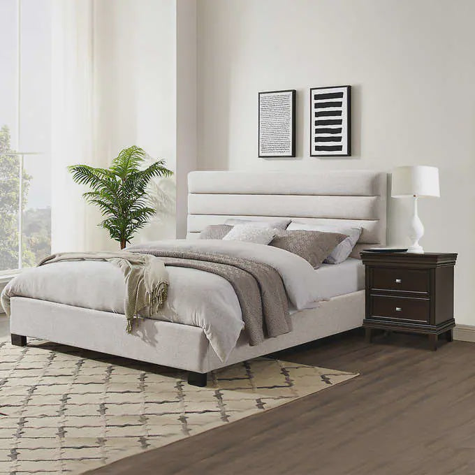 Albury Upholstered King Bed, Beige