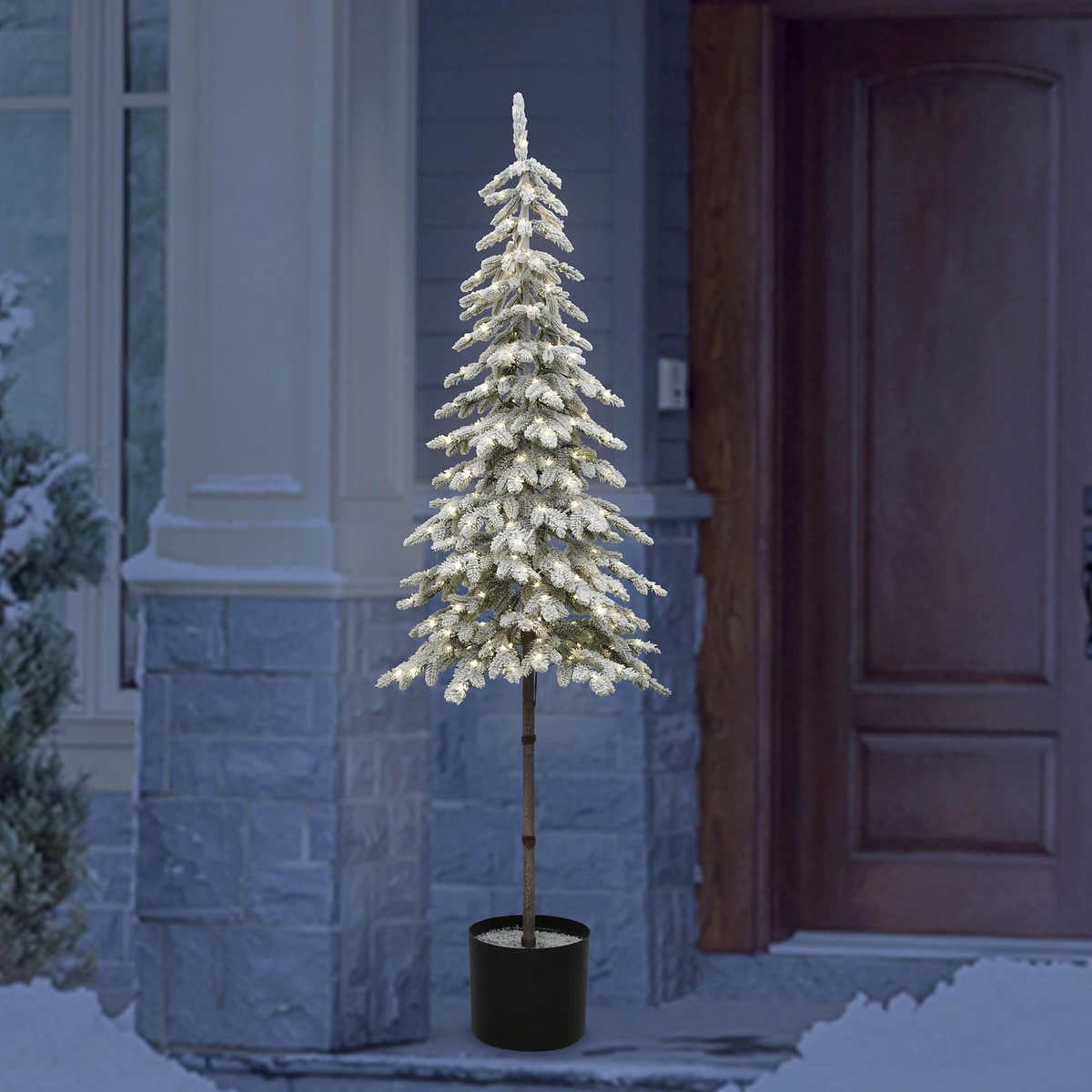 1.8 m (6 ft.) Potted Flocked Alpine Tree With Lights