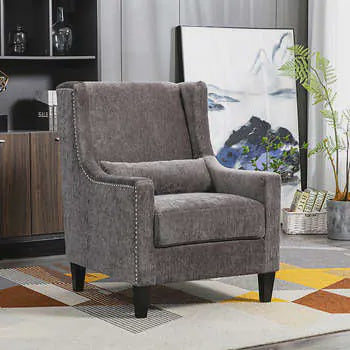 Traditional Accent Chair, Grey