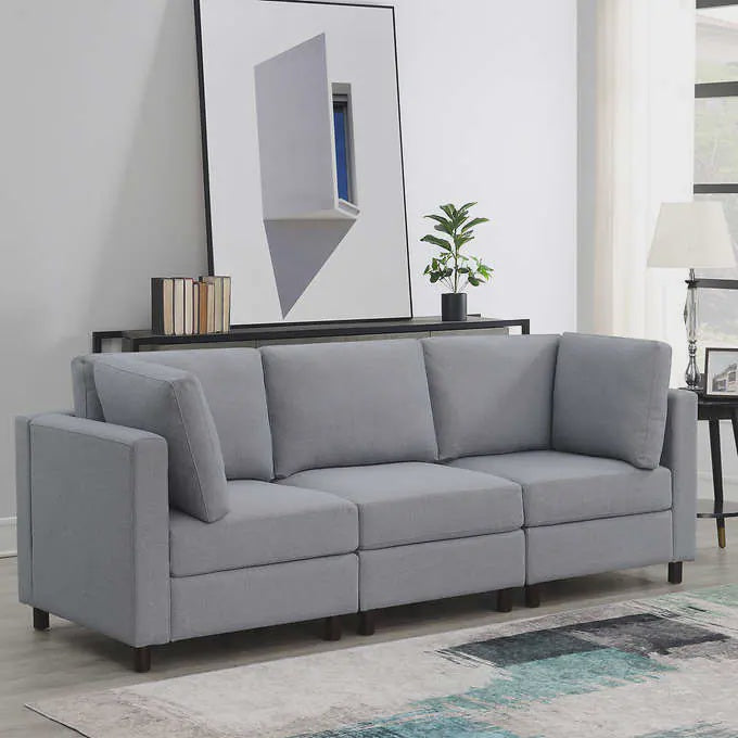 Modern 3-piece Light Grey Modular Sofa